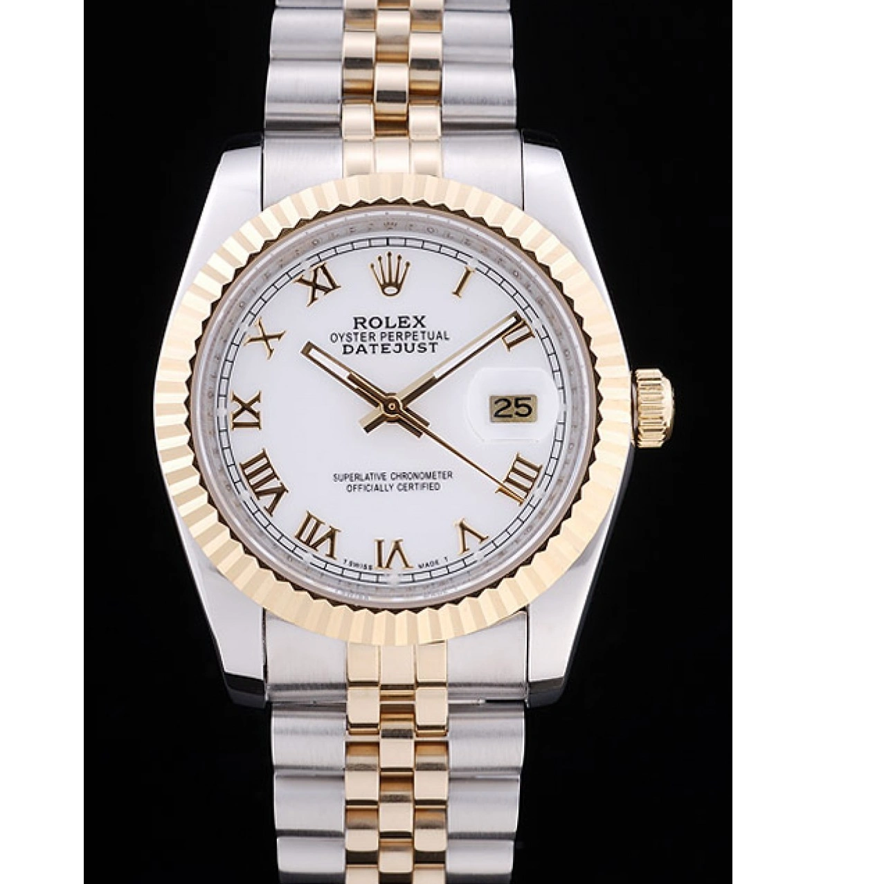 Aaa replica watch 7451 White Bezel Datejust Rolex Dial Ribbed 1015